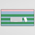 Mixed Stripe Pattern in Green, Pastel Pink, and Baby Blue Desk Mat Gallery Image 1