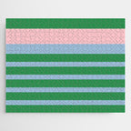 Mixed Stripe Pattern in Green, Pastel Pink, and Baby Blue Jigsaw Puzzle Gallery Image 1