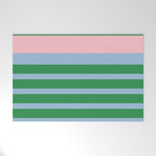 Mixed Stripe Pattern in Green, Pastel Pink, and Baby Blue Welcome Mat Gallery Image 1