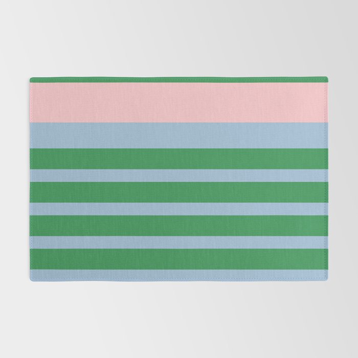 Mixed Stripe Pattern in Green, Pastel Pink, and Baby Blue Rug Gallery Image 2