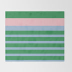 Mixed Stripe Pattern in Green, Pastel Pink, and Baby Blue Throw Blanket Gallery Image 2