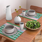Mixed Stripe Pattern in Green, Pastel Pink, and Baby Blue Placemat Gallery Image 2