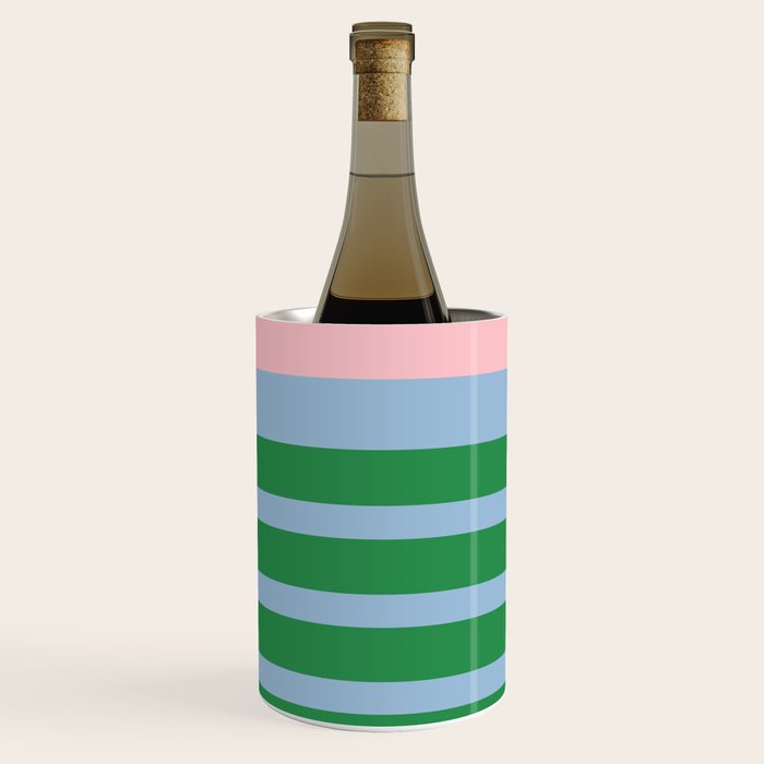 Mixed Stripe Pattern in Green, Pastel Pink, and Baby Blue Wine Chiller Gallery Image 2