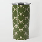 Bows & Ribbons Pattern XXII Dark Olive Green Travel Mug Gallery Image 1