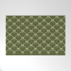 Bows & Ribbons Pattern XXII Dark Olive Green Welcome Mat Gallery Image 1
