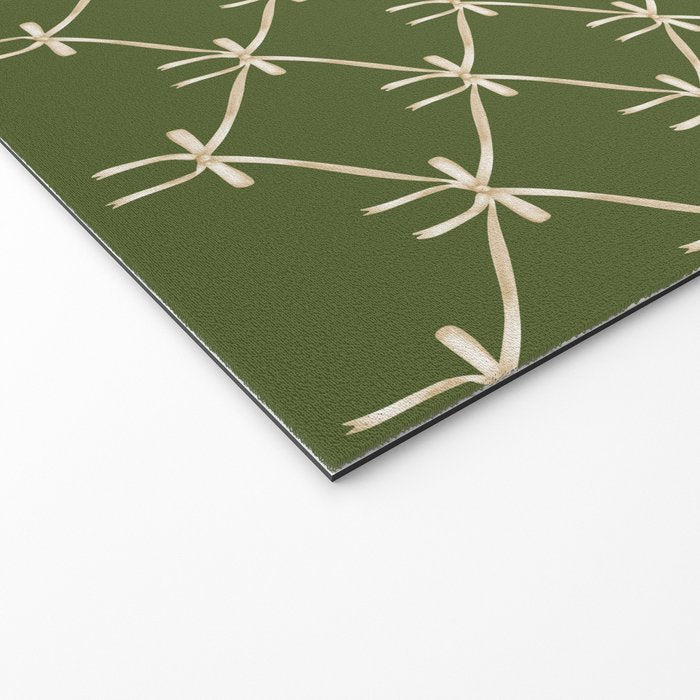 Bows & Ribbons Pattern XXII Dark Olive Green Welcome Mat Gallery Image 2