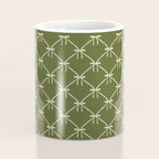Bows & Ribbons Pattern XXII Dark Olive Green Coffee Mug Gallery Image 4