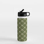 Bows & Ribbons Pattern XXII Dark Olive Green Water Bottle Gallery Image 1
