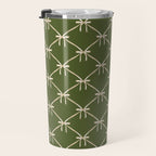 Bows & Ribbons Pattern XXII Dark Olive Green Travel Mug Gallery Image 3