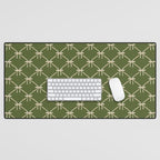 Bows & Ribbons Pattern XXII Dark Olive Green Desk Mat Gallery Image 1