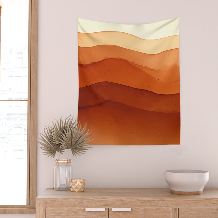 Burnt Orange Abstract Ombre Wall Tapestry Gallery Image 2