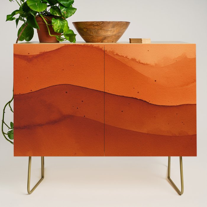 Burnt Orange Abstract Ombre Credenza Gallery Image 1
