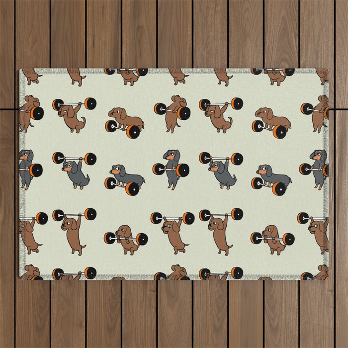 Olympic Lifting Dachshund Outdoor Rug Gallery Image 1