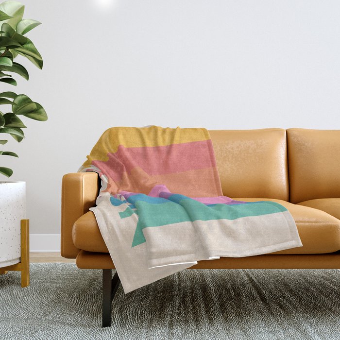 Vintage Rainbow Have Fun Text Throw Blanket Gallery Image 1