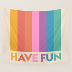 Vintage Rainbow Have Fun Text Wall Tapestry Gallery Image 4