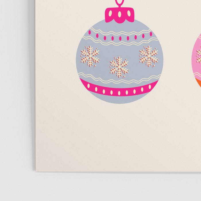 Retro Colorful Christmas Baubles Poster Gallery Image 3
