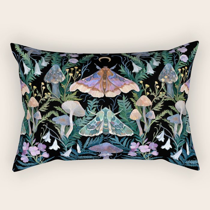 Sphinx Moth Moon Garden Rectangular Pillow Gallery Image 1