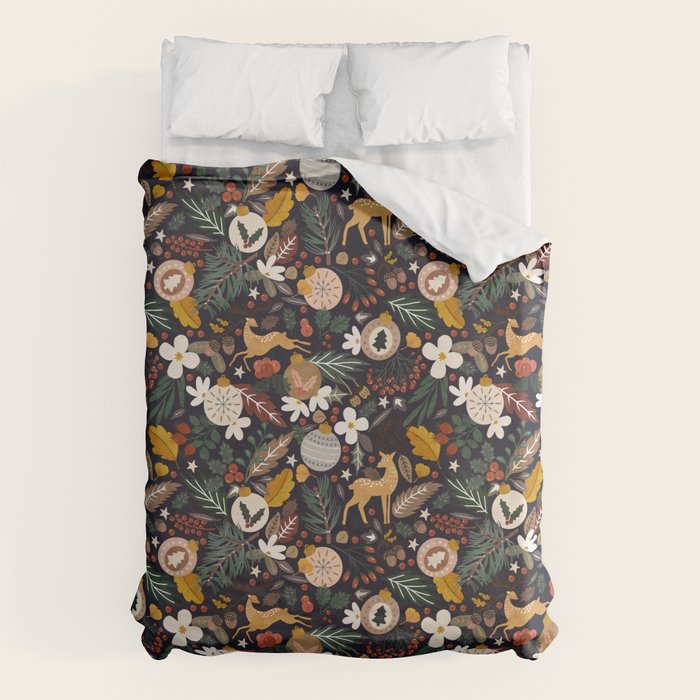 Christmas night forest 10 Duvet Cover Gallery Image 1
