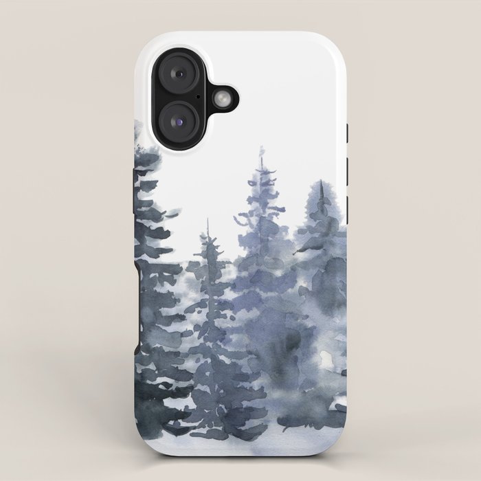Blue Forest, Abstract Watercolor Iphone Case