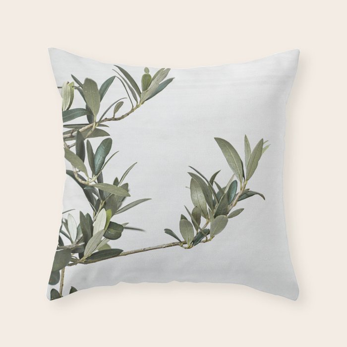 Green Olive Tree Leaves Photo | Botanical Spain Art Print Tenerife Island Nature Travel Photography Throw Pillow Gallery Image 1