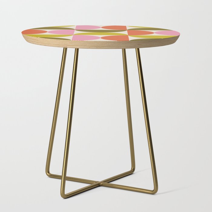 Mid Century Modern Shapes - Pink, Olive Green & Orange Side Table Gallery Image 1