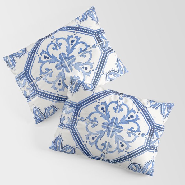 Blue Portugese Tile Pattern | Colorful Travel Photography in Portugal | Azulejos House Design Art Print Pillow Sham Gallery Image 3