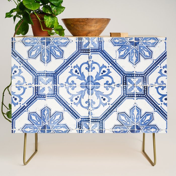Blue Portugese Tile Pattern | Colorful Travel Photography in Portugal | Azulejos House Design Art Print Credenza Gallery Image 1
