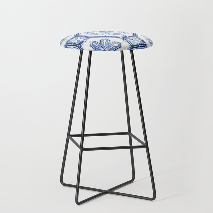 Blue Portugese Tile Pattern | Colorful Travel Photography in Portugal | Azulejos House Design Art Print Stool Gallery Image 1