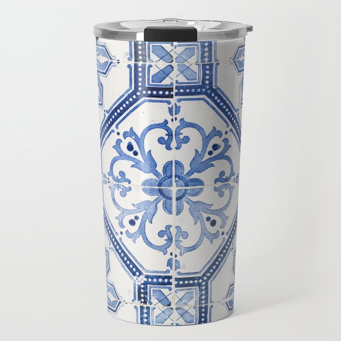 Blue Portugese Tile Pattern | Colorful Travel Photography in Portugal | Azulejos House Design Art Print Travel Mug Gallery Image 1