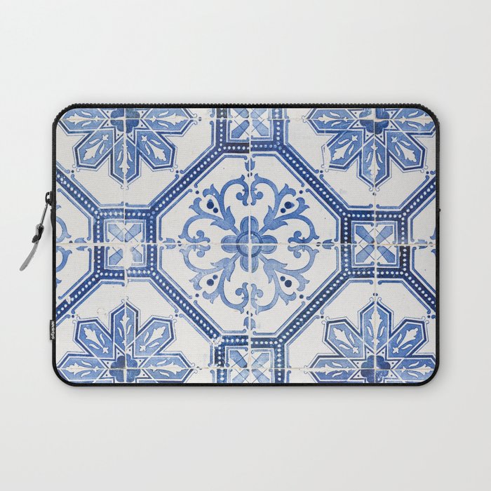 Blue Portugese Tile Pattern | Colorful Travel Photography in Portugal | Azulejos House Design Art Print Laptop Sleeve Gallery Image 1