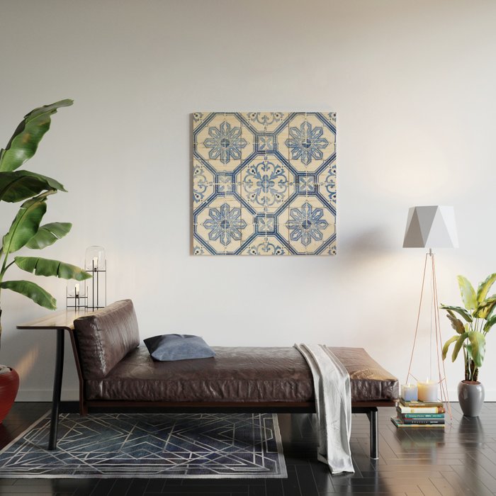 Blue Portugese Tile Pattern | Colorful Travel Photography in Portugal | Azulejos House Design Art Print Wood Wall Art Gallery Image 2
