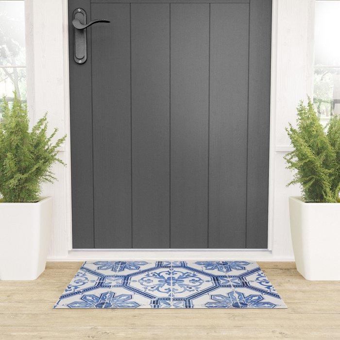 Blue Portugese Tile Pattern | Colorful Travel Photography in Portugal | Azulejos House Design Art Print Welcome Mat Gallery Image 3