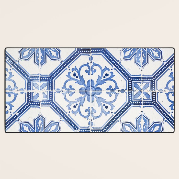 Blue Portugese Tile Pattern | Colorful Travel Photography in Portugal | Azulejos House Design Art Print Desk Mat Gallery Image 3