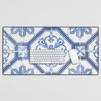 Blue Portugese Tile Pattern | Colorful Travel Photography in Portugal | Azulejos House Design Art Print Desk Mat Gallery Image 1