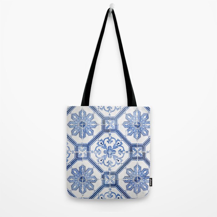 Blue Portugese Tile Pattern | Colorful Travel Photography in Portugal | Azulejos House Design Art Print Tote Bag Gallery Image 2