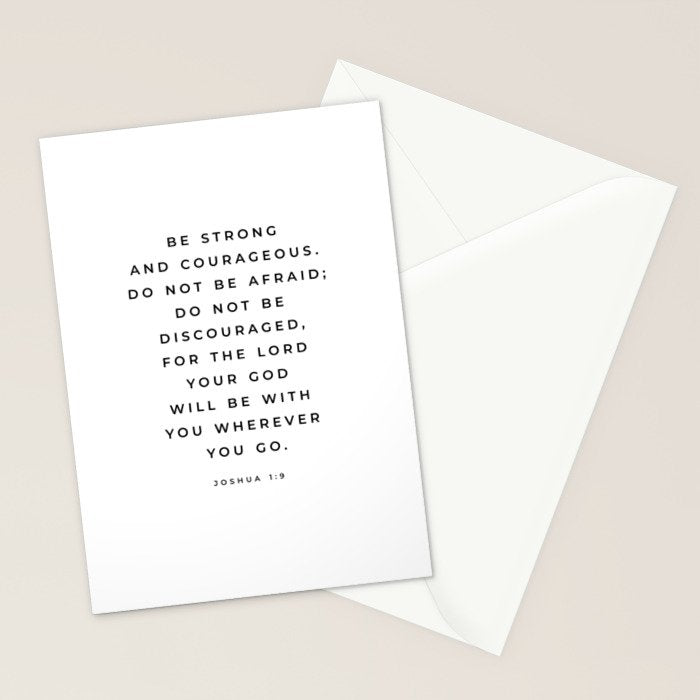 Be Strong And Courageous, Joshua 1 9 Print, Bible Verse Wall Art, Christian Decor, Scripture Quote  Stationery Card Gallery Image 2