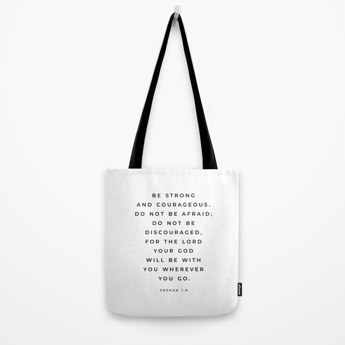 Be Strong And Courageous, Joshua 1 9 Print, Bible Verse Wall Art, Christian Decor, Scripture Quote  Tote Bag Gallery Image 2
