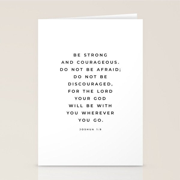 Be Strong And Courageous, Joshua 1 9 Print, Bible Verse Wall Art, Christian Decor, Scripture Quote  Stationery Card Gallery Image 2