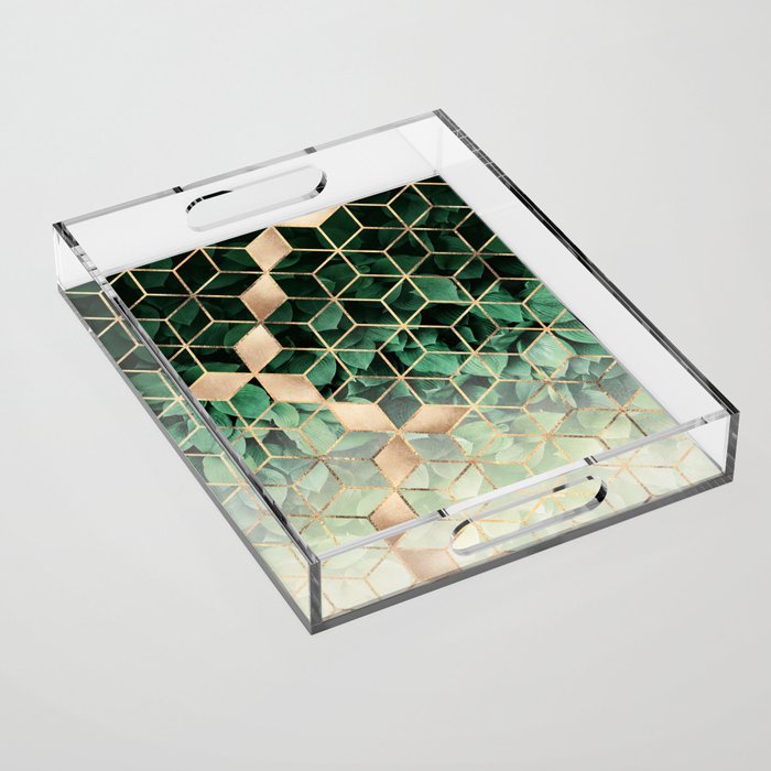 Leaves And Cubes Acrylic Tray Gallery Image 1