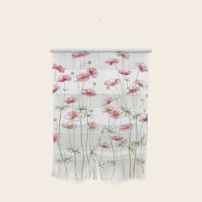 Pink Cosmos Flowers Wall Hanging Gallery Image 1
