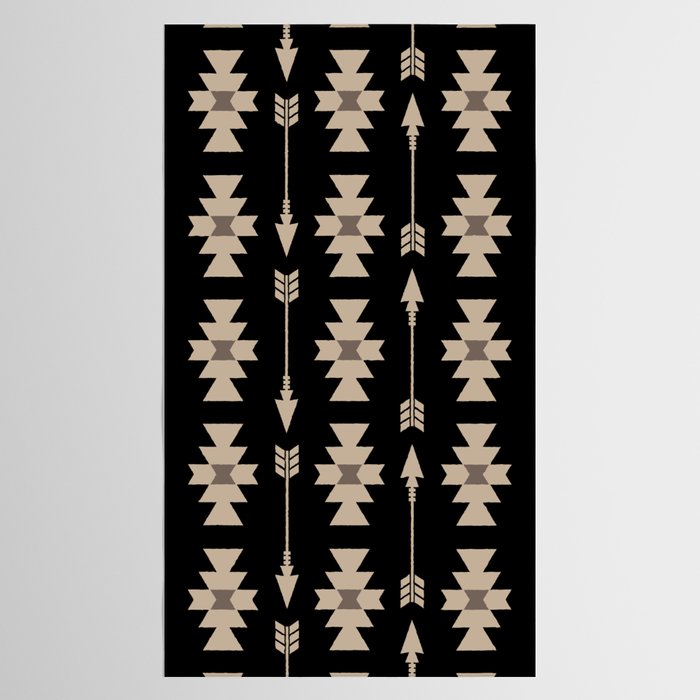 Southwestern Arrow Pattern 233 Black and Beige Tablecloth Gallery Image 2