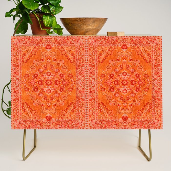 Orange Bohemian Oriental Heritage Traditional Vintage Moroccan Style Credenza Gallery Image 1