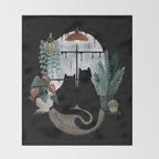 Rainy Day Cats on Black Throw Blanket Gallery Image 2