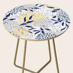 Floral Leaves and Blooms, Navy, Yellow, Gray Side Table Gallery Image 2