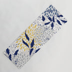 Floral Leaves and Blooms, Navy, Yellow, Gray Yoga Mat Gallery Image 1