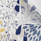 Floral Leaves and Blooms, Navy, Yellow, Gray Wall Tapestry Gallery Image 3
