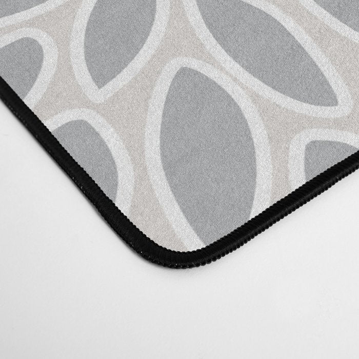 Floral Leaves and Blooms, Navy, Yellow, Gray Desk Mat Gallery Image 4