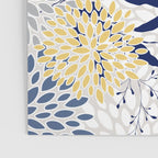 Floral Leaves and Blooms, Navy, Yellow, Gray Poster Gallery Image 3