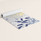 Floral Leaves and Blooms, Navy, Yellow, Gray Yoga Mat Gallery Image 2