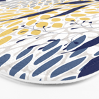 Floral Leaves and Blooms, Navy, Yellow, Gray Bath Mat Gallery Image 3